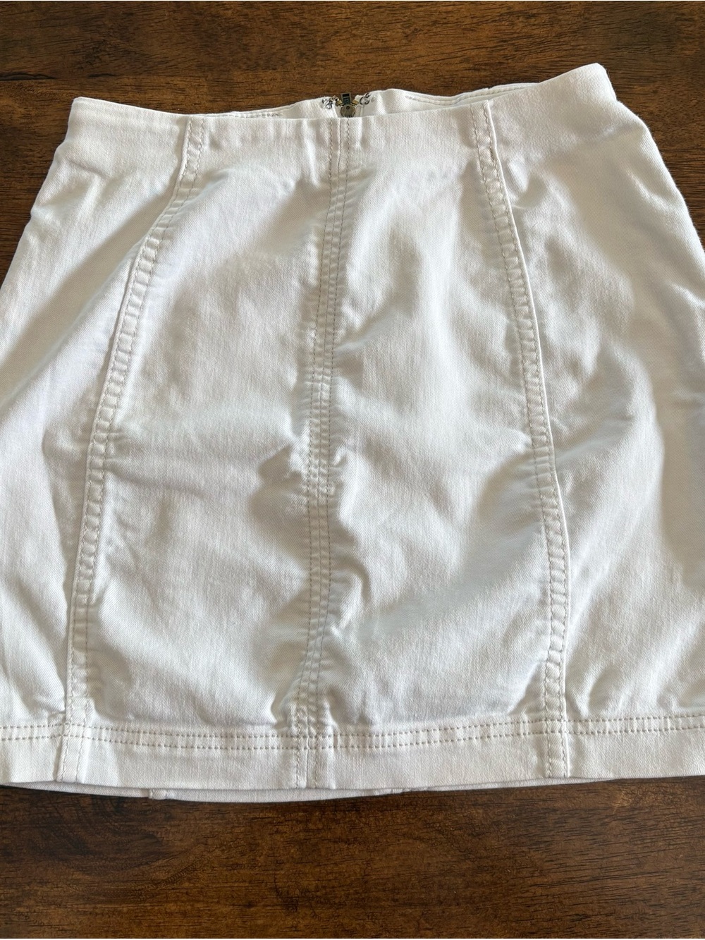 Free People White Denim Mini Skirt with Back Zip Size 4